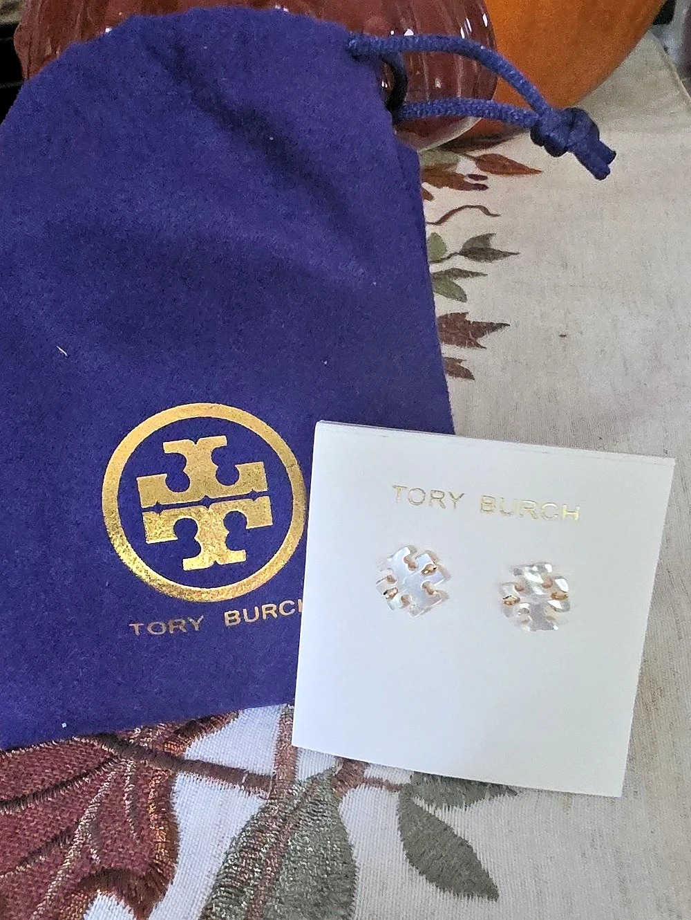 Tory Burch Forget Me Not Stud Earrings Logo Stud Earrings in Gold & Silver Like